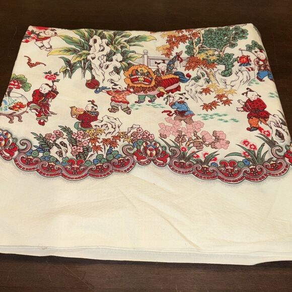 Colorful Chinese Dragon and Floral Tablecloth - Picture 1 of 12